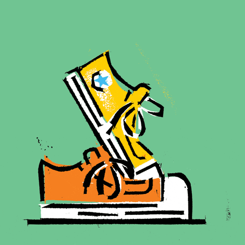 Pair of animated shoes walking
