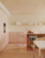 High-end kitchen with soft playful colours