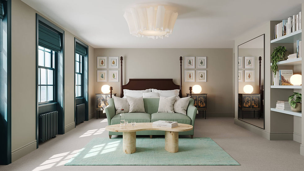 Paragon Promenade tranquil bedroom with a sea view