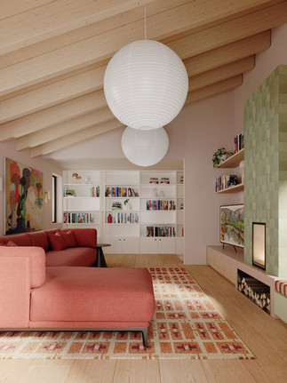 Floor-to-ceiling bespoke bookcase concealing a secret door, Sky House Wiltshire — interior design by Studio Wanda