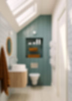Bathroom interior design with tiling and suite selection