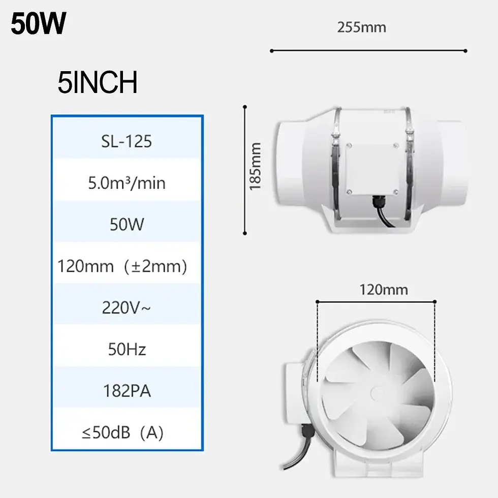 Thumbnail: Quiet and Efficient Dryer Vent Blower, 45 Inch Inline Duct Fan Ventilation, Blow
