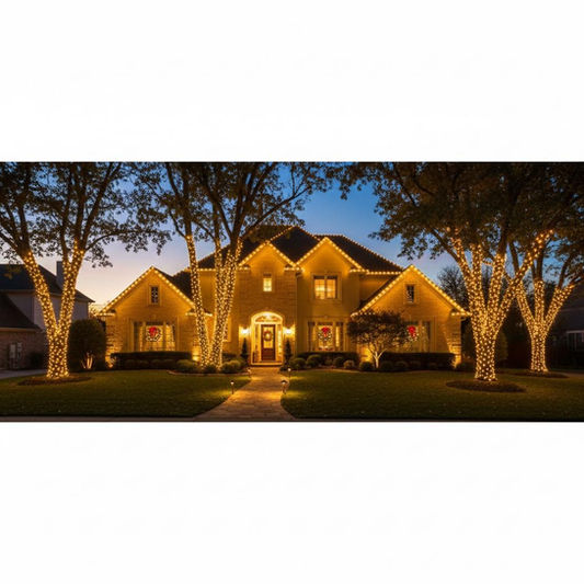 Professional Christmas light installation and removal service on a home in Owasso, OK.