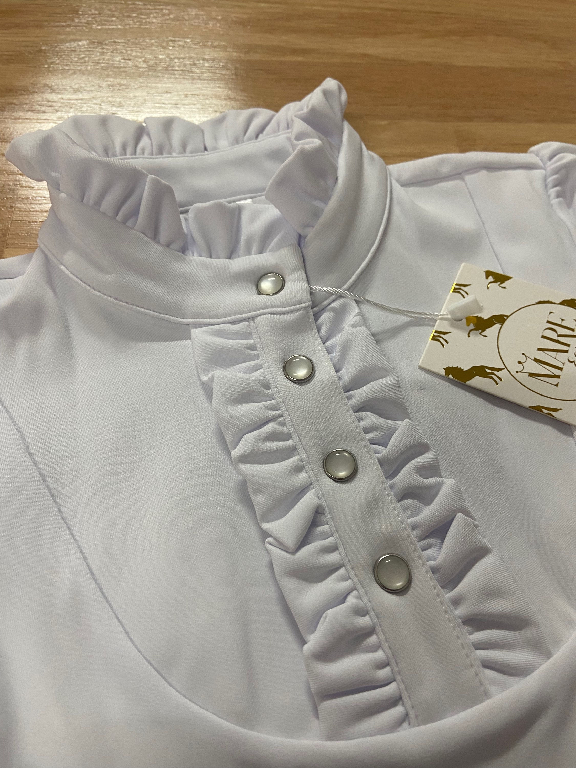 classic white shirt show frill collar short sleeve competition showing dressage kids