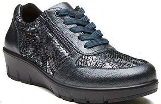 Thumbnail: G-Comfort Leather wedge trainer Blue Metallic