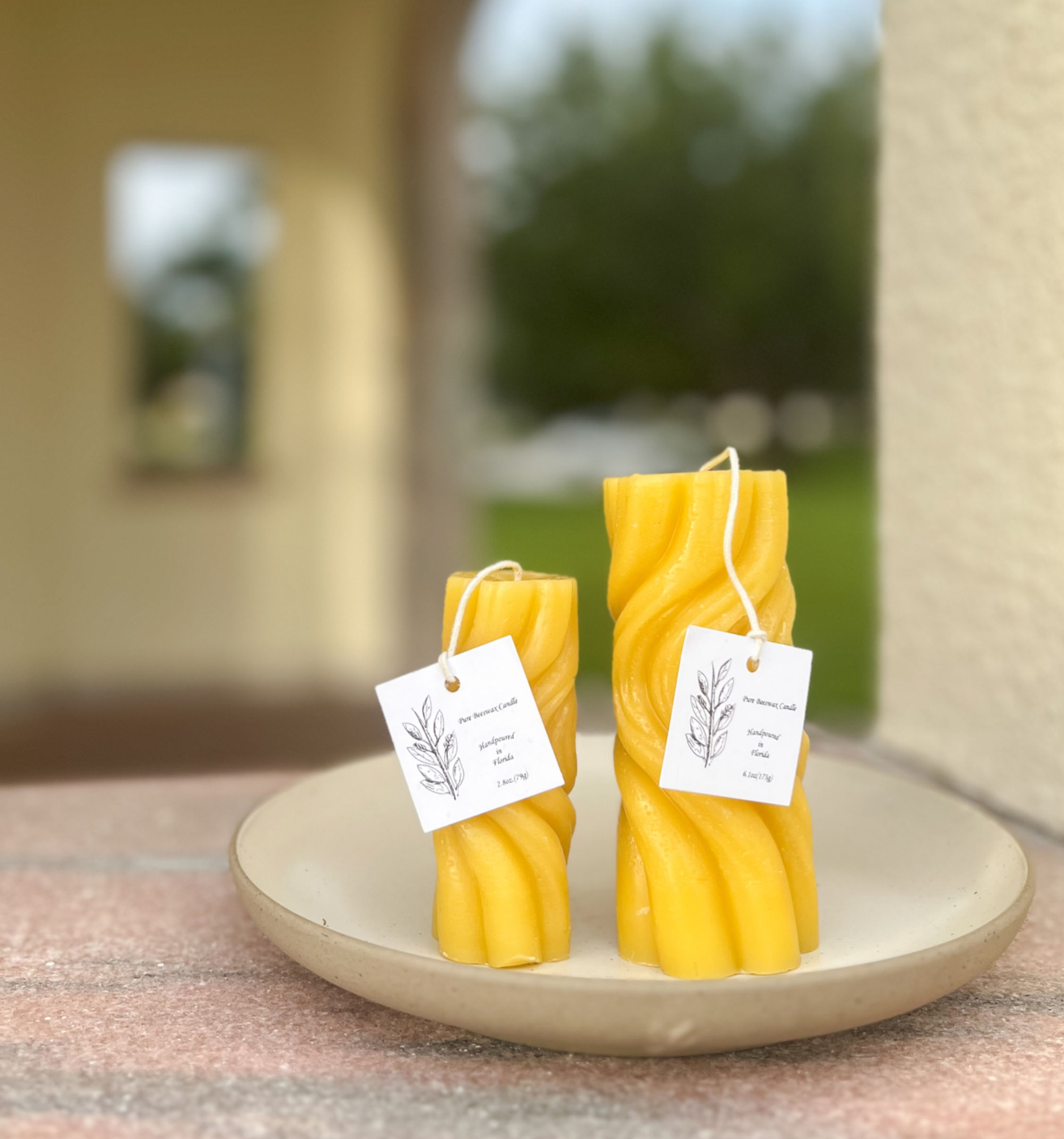 Pure Beeswax Spiral Candle Set