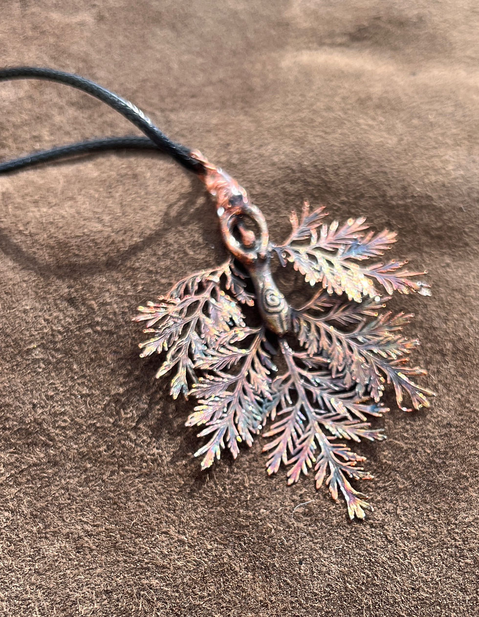 Thumbnail: Great lady of the forest! Mugwort leaf pendant.