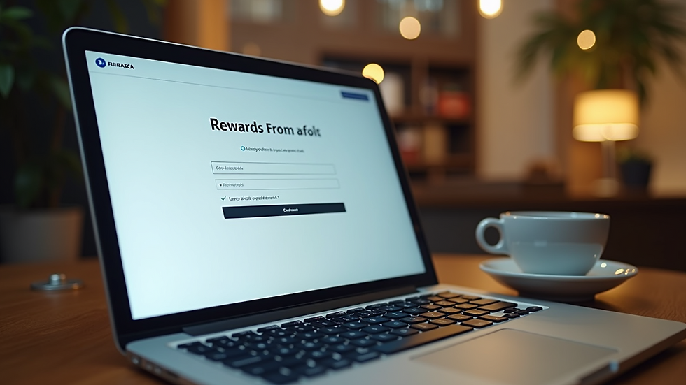 Close-up of a laptop screen showing a rewards redemption page