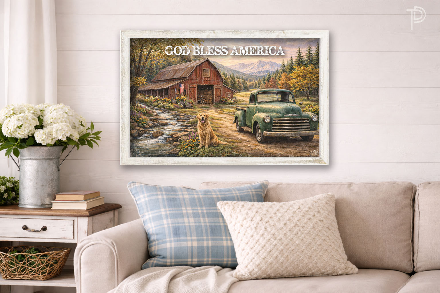 God Bless America Classic Americana Framed Canvas Print