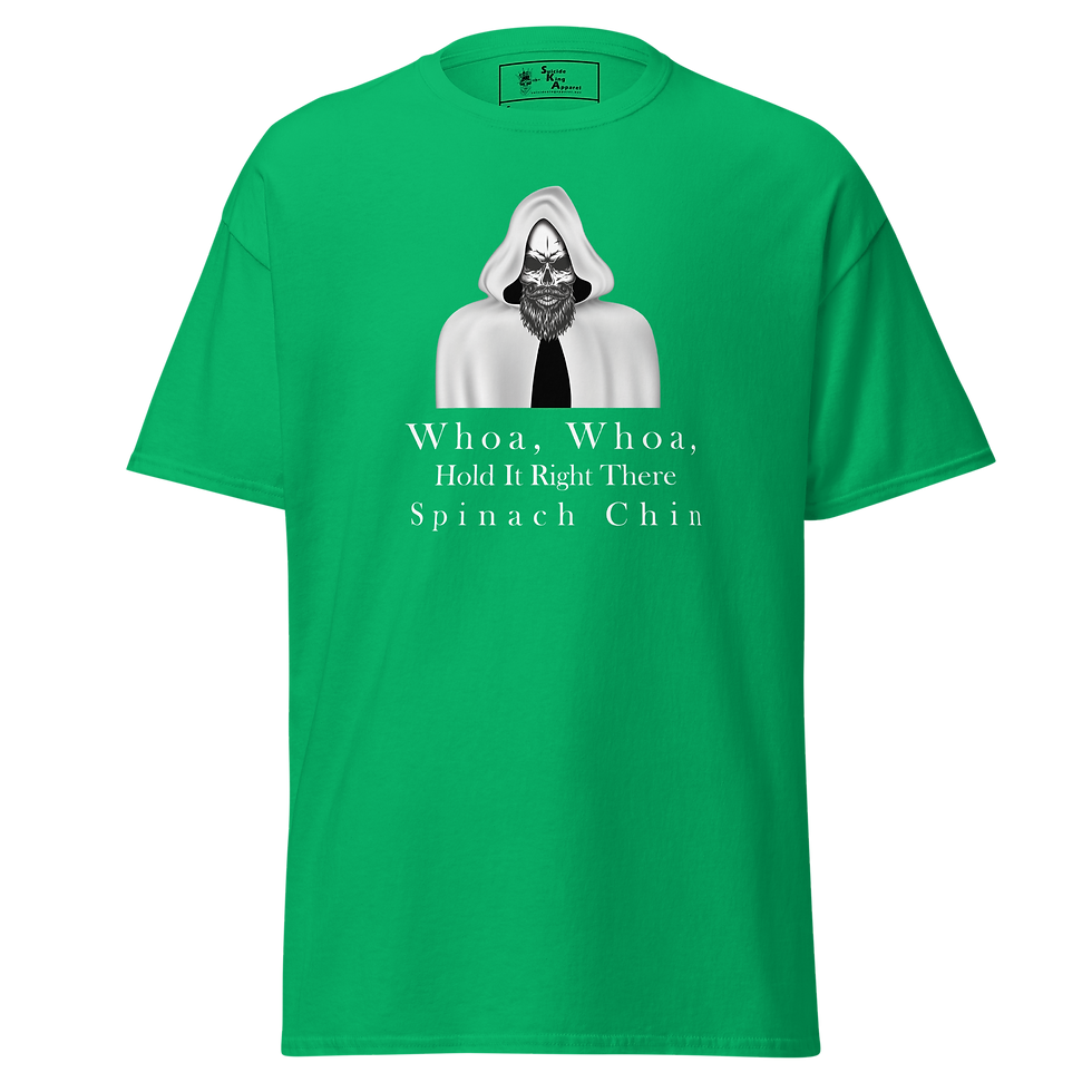 Thumbnail: Spinach Chin White Cloak, White Print Classic tee