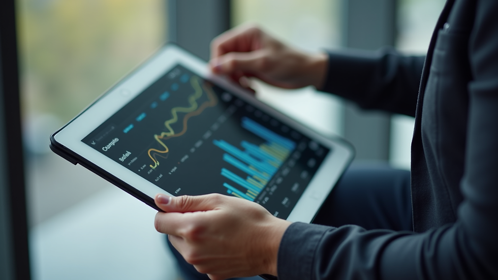 Close-up view of a person analyzing website traffic data on a tablet