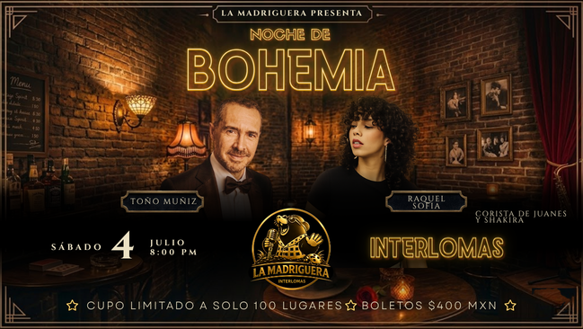 🎙️✨ Noche de Bohemia en La Madriguera con Toño Muñiz y Raquel Sofia