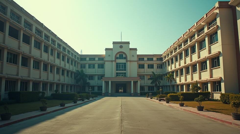 High angle view of a government hospital building in India