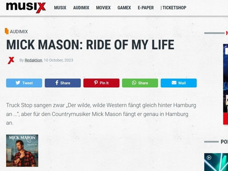 Germany's largest music magazine "Musix" features Mick Mason