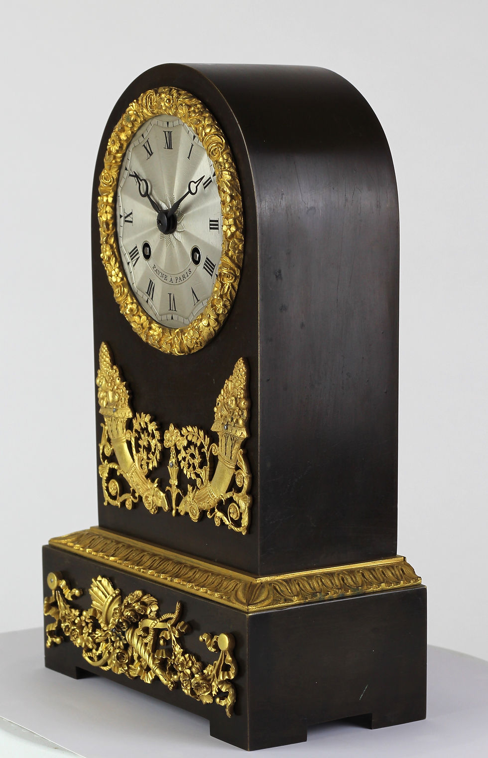 Thumbnail: French Bronzed and Ormolu Round Top Mantel clock circa. 1810