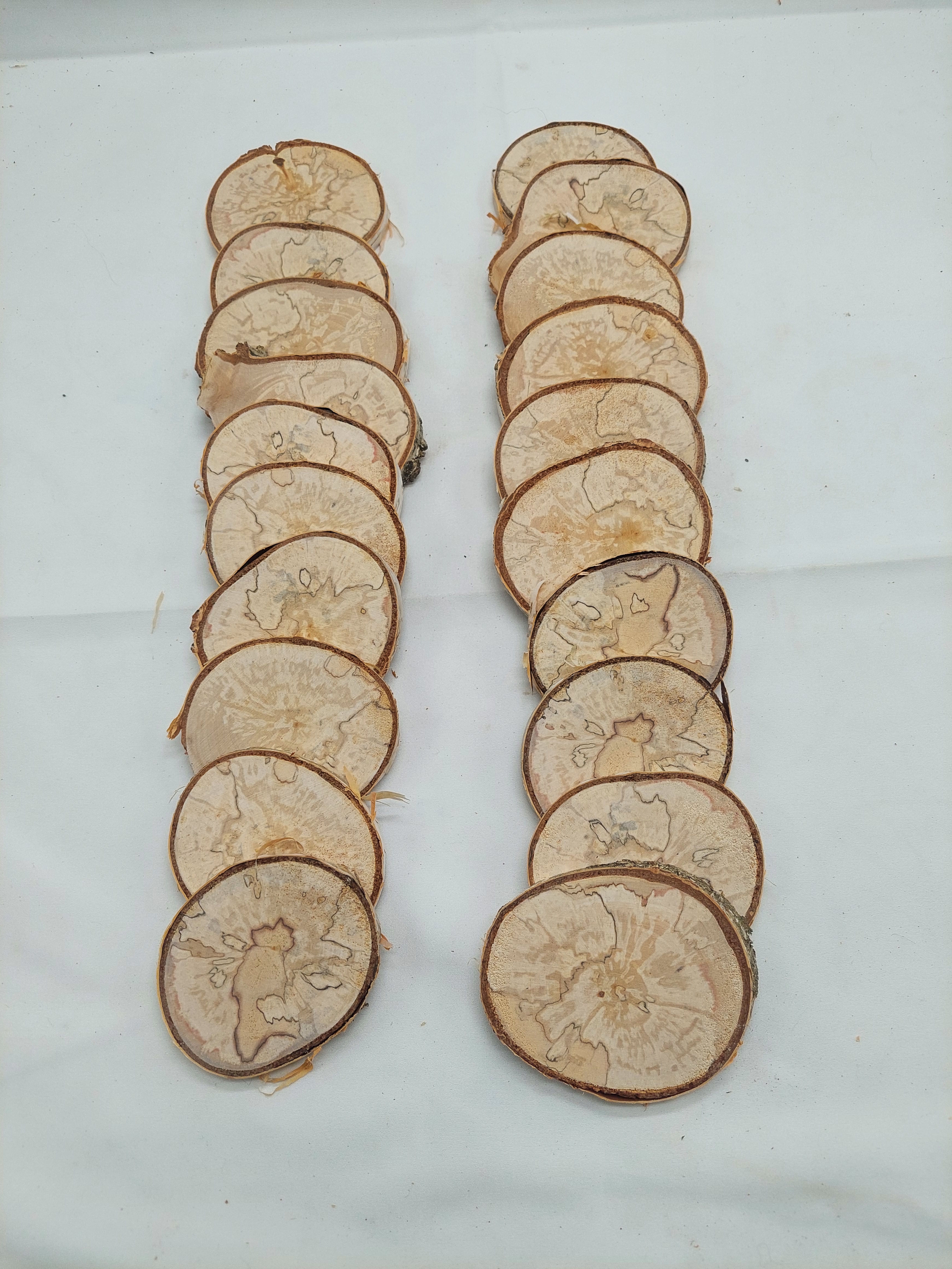 20 Holzscheiben geschliffen