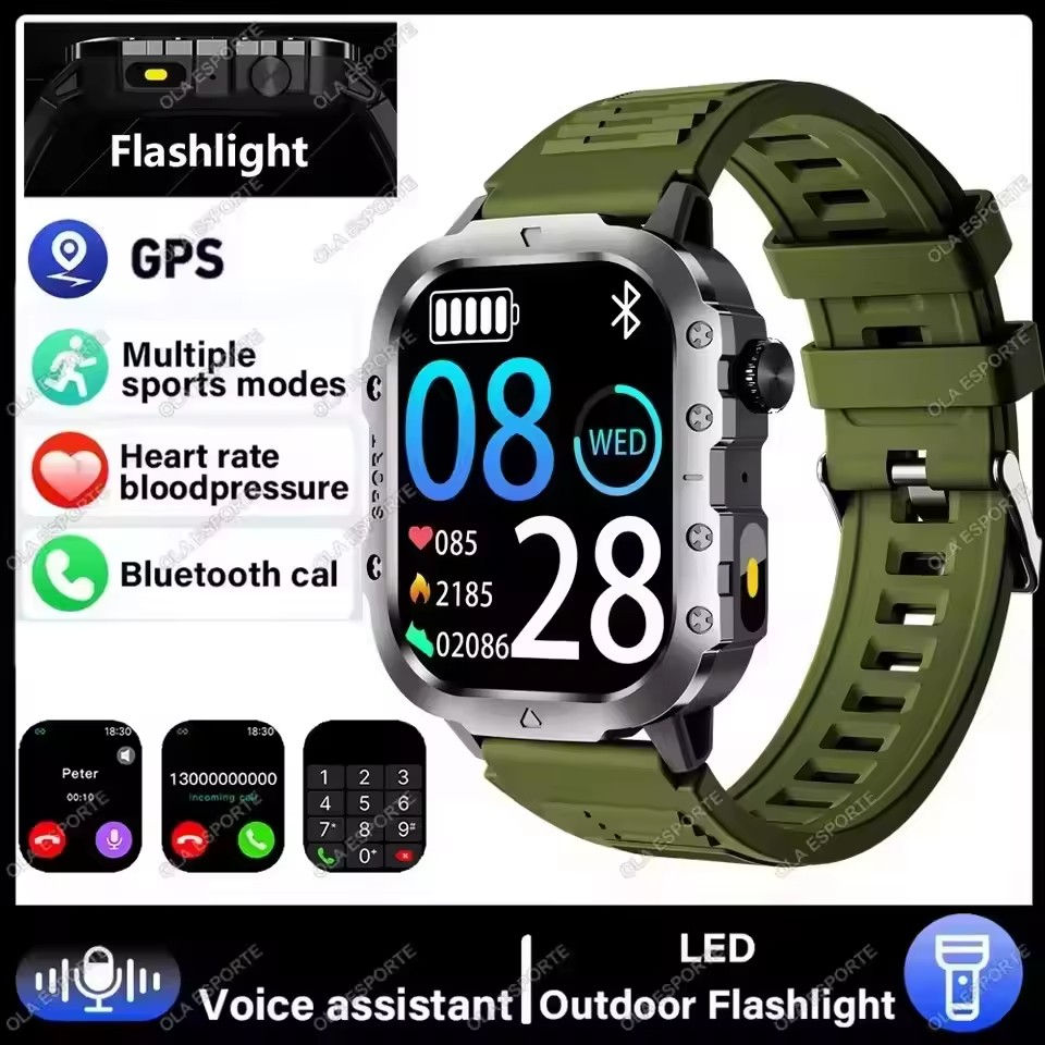Thumbnail: 2026 New Rugged Military GPS Smart Watch Men Bluetooth Call Health Monitoring Sp
