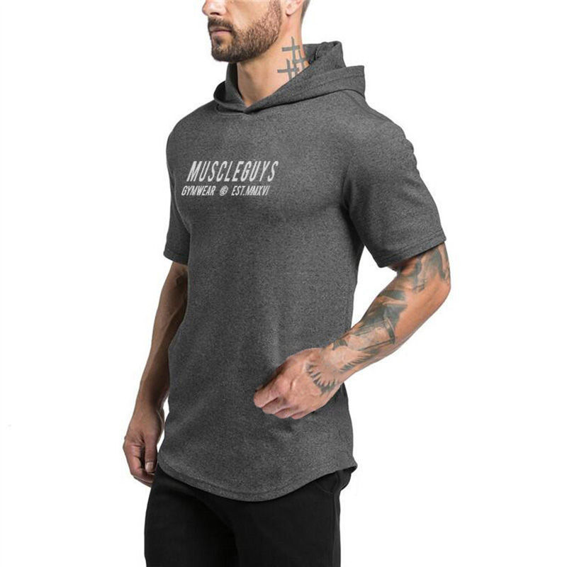Thumbnail: Mens Fitness Muscle Clothing Short Sleeve Sport T-shirts Summer Breathable Cotto