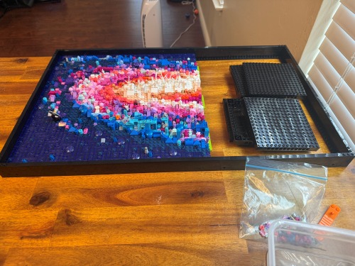 A partially built LEGO Milky Way set