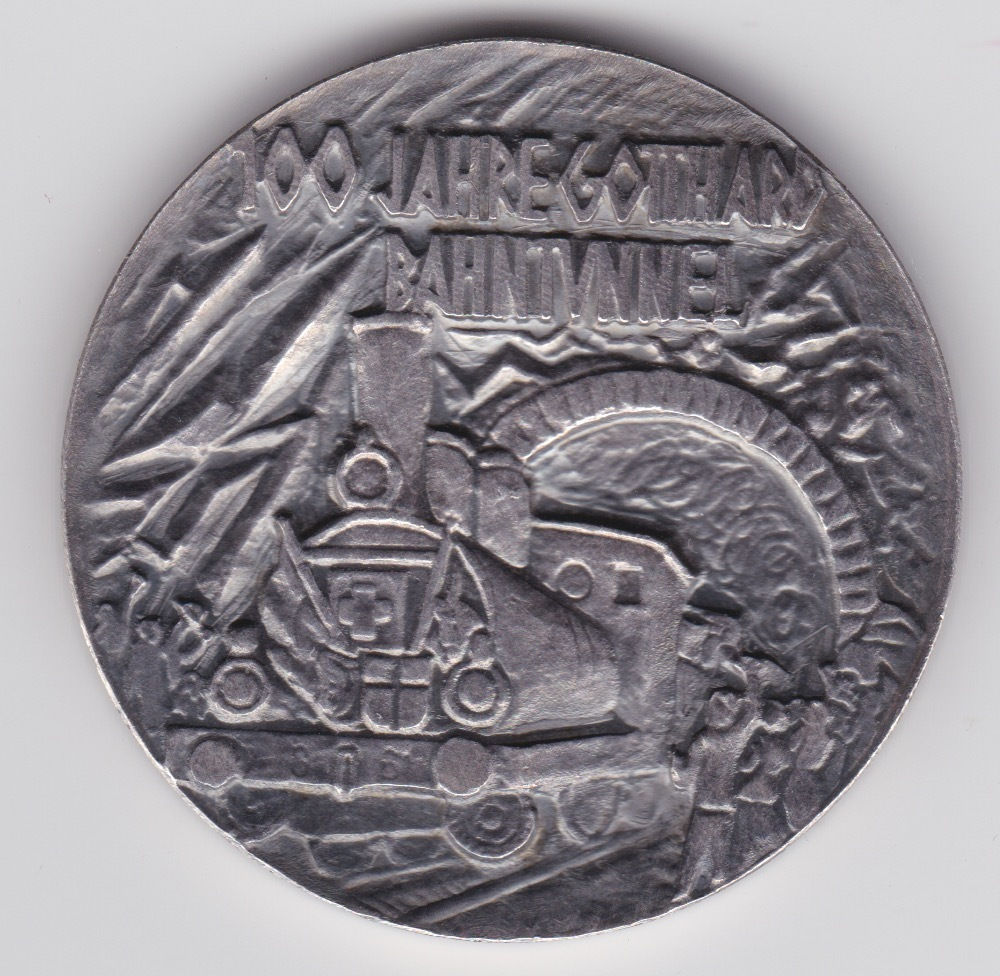 Eisenbahn. Silbermedaille o.J. (1982) 100 Jahre Gotthard-Bahntunnel
