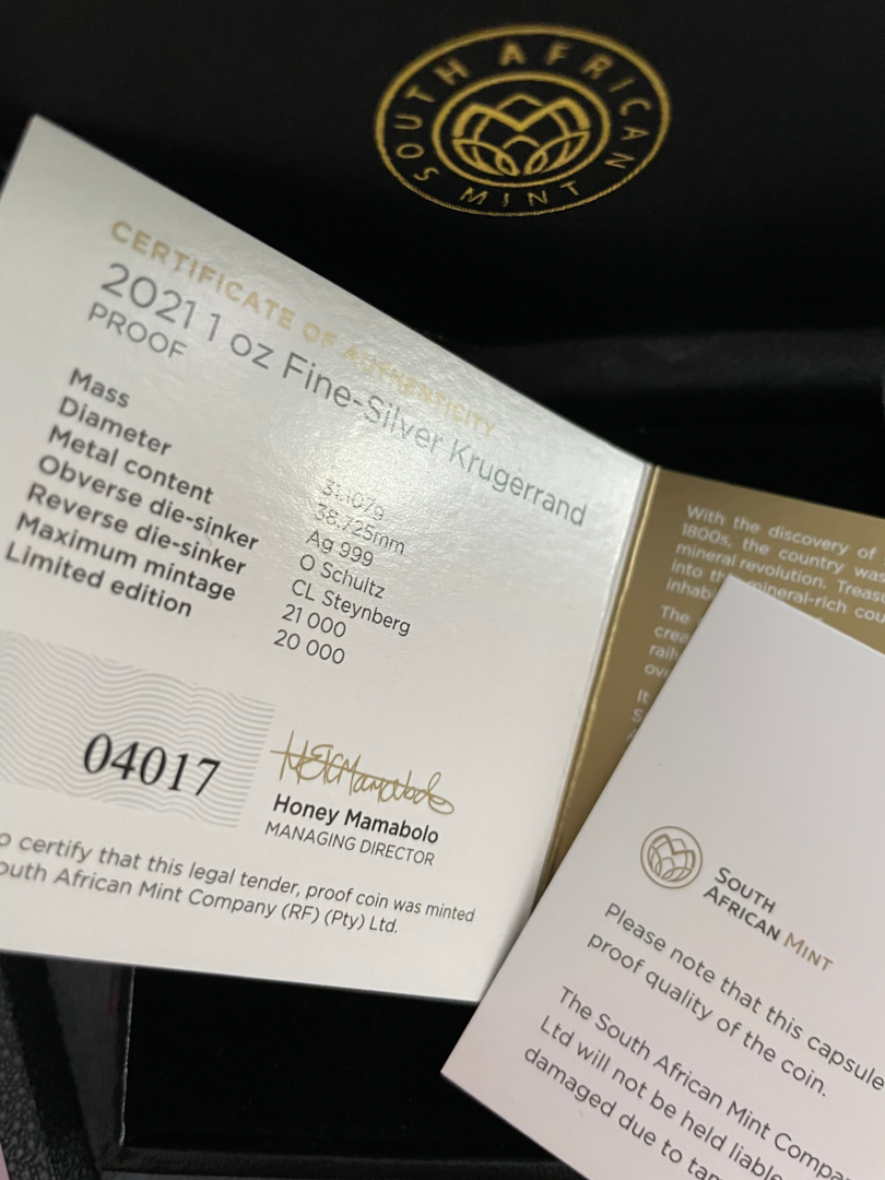 Miniaturbild: Südafrika. 1 Rand 2021 Krügerrand POLIERTE PLATTE