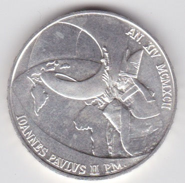 500 Lire 1992 Papst Johannes Paul II. Kolumbus