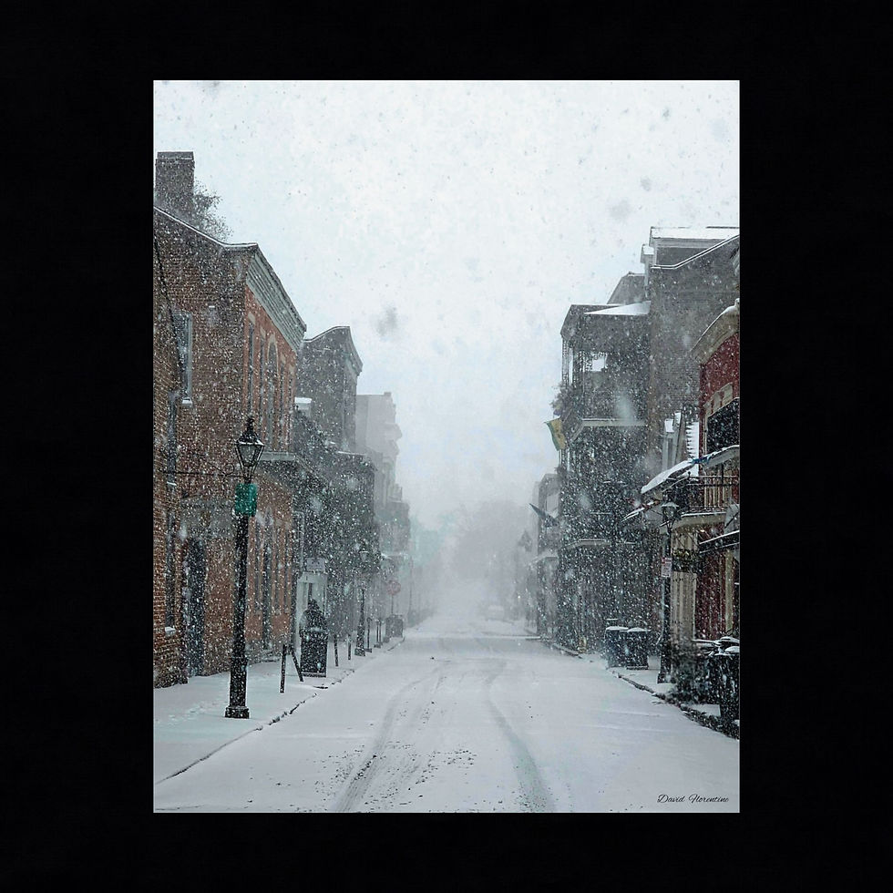 French Quarter Snow Covered Roads - New Orleans Historic 2025 Blizzard