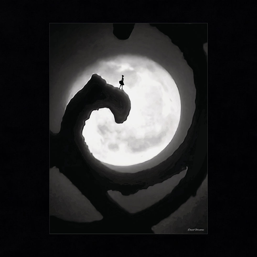 Thumbnail: Sally Standing On The Balcony Lattice, Full Moon Rising Over the French Quarter.