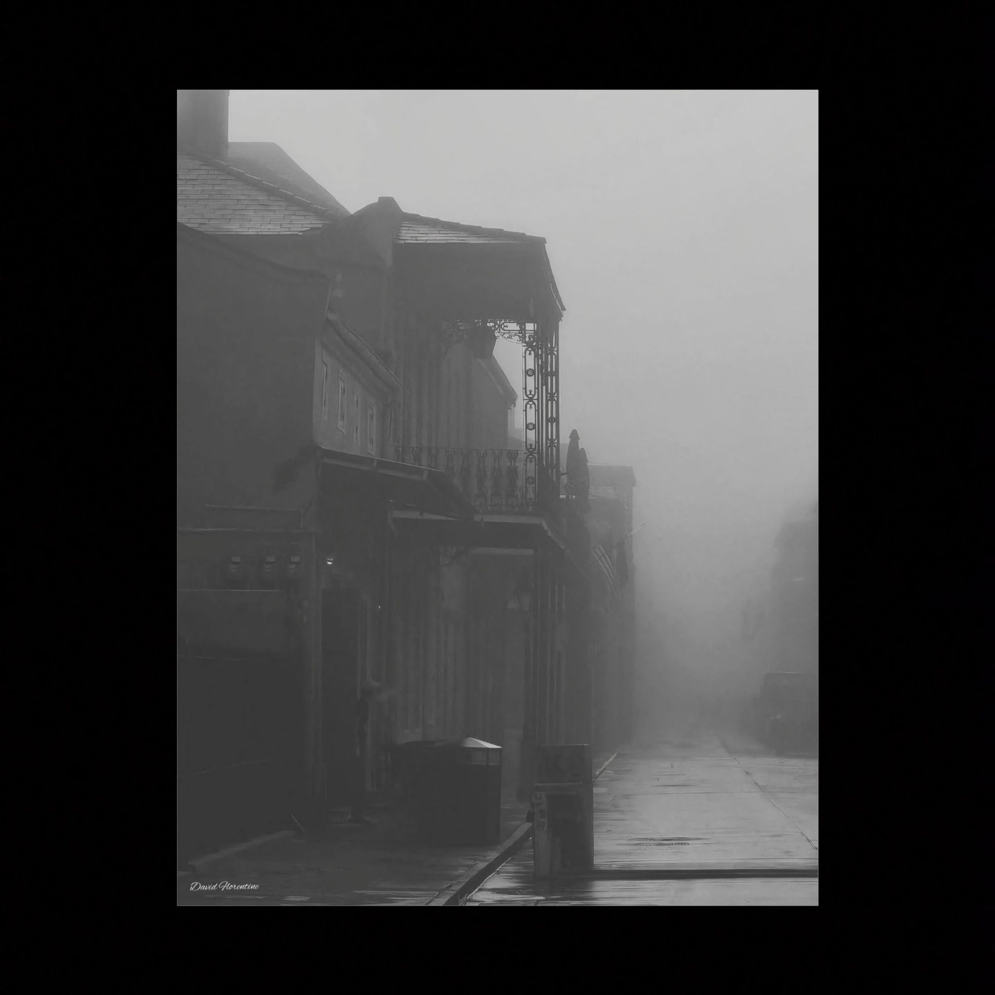 Foggy French Quarter Street Scene #22 B&W