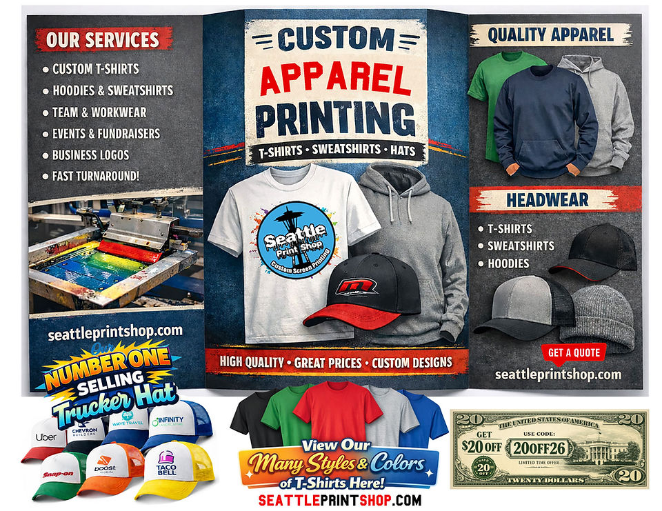 Seattle Shirt printing, bulk shirts custom printed in Seattle, Seattle shirt printing shops, seattle screen printing, Shirt shops in seattle