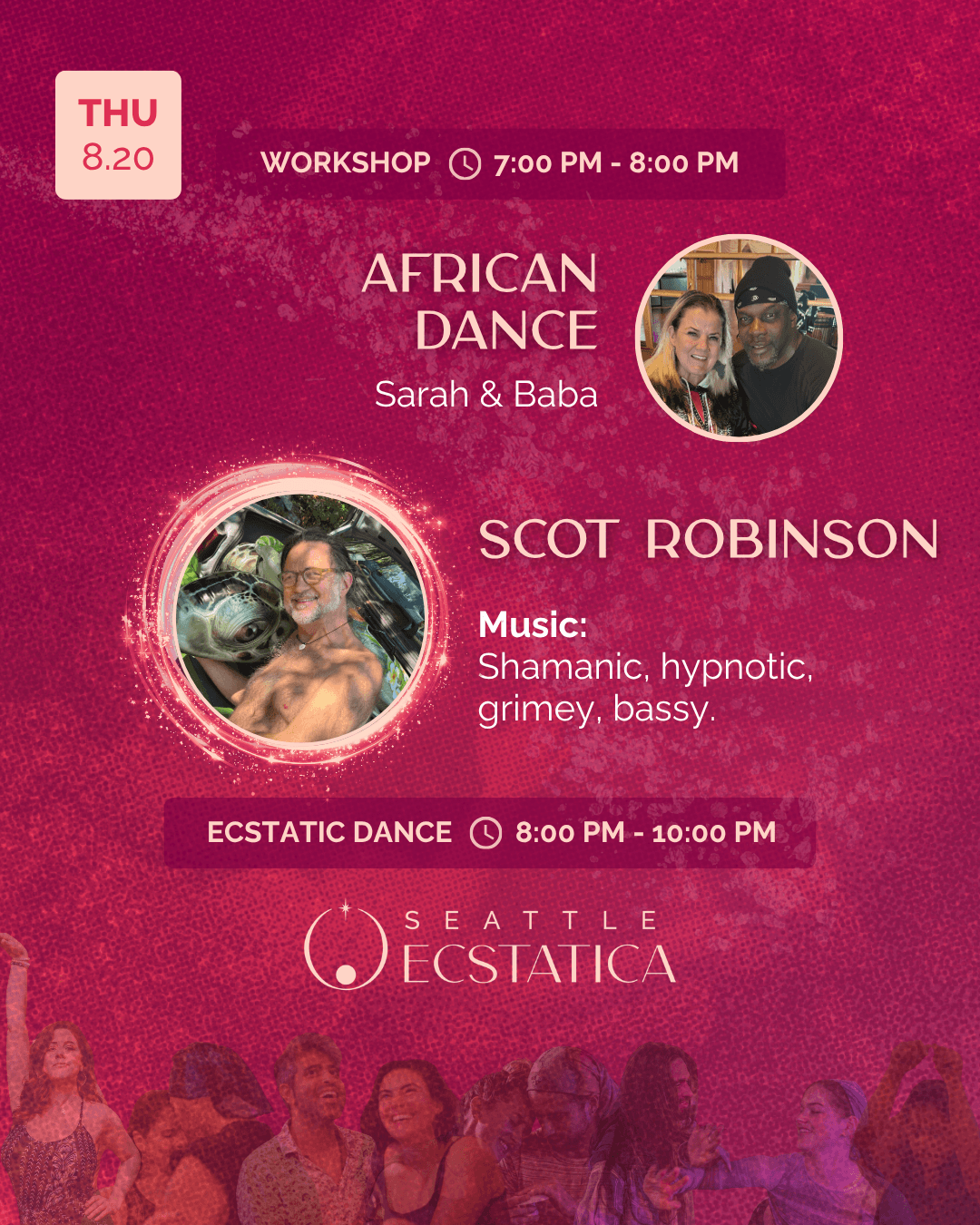 Workshop and ecstatic dance event at Seattle Ecstatica