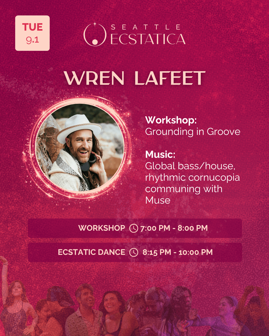 Workshop and ecstatic dance event at Seattle Ecstatica