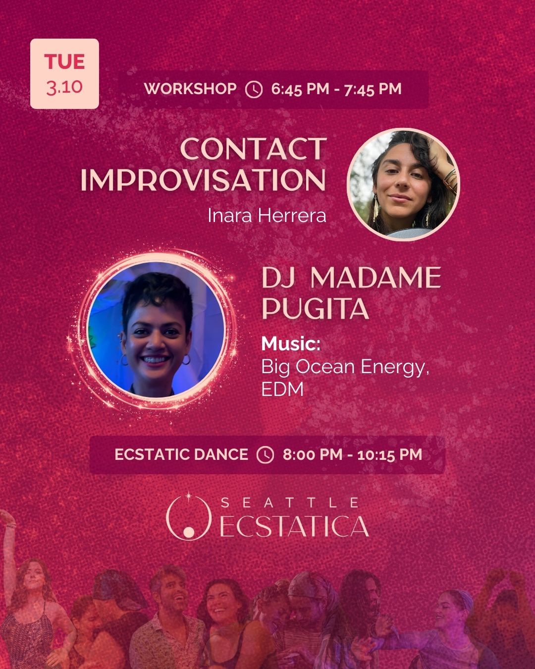 Workshop and ecstatic dance event at Seattle Ecstatica