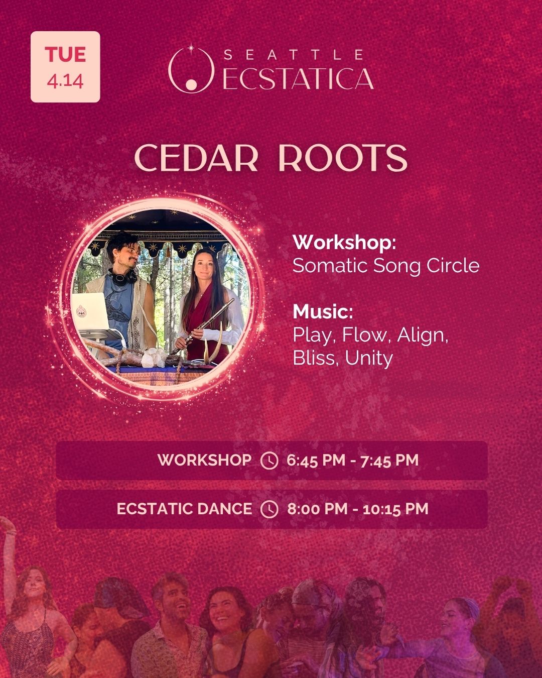 Workshop and ecstatic dance event at Seattle Ecstatica