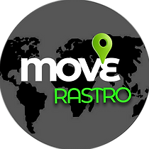 Move Rastro Logo Completa Fundo transparente forma redonda mapa mundi ao fundo.