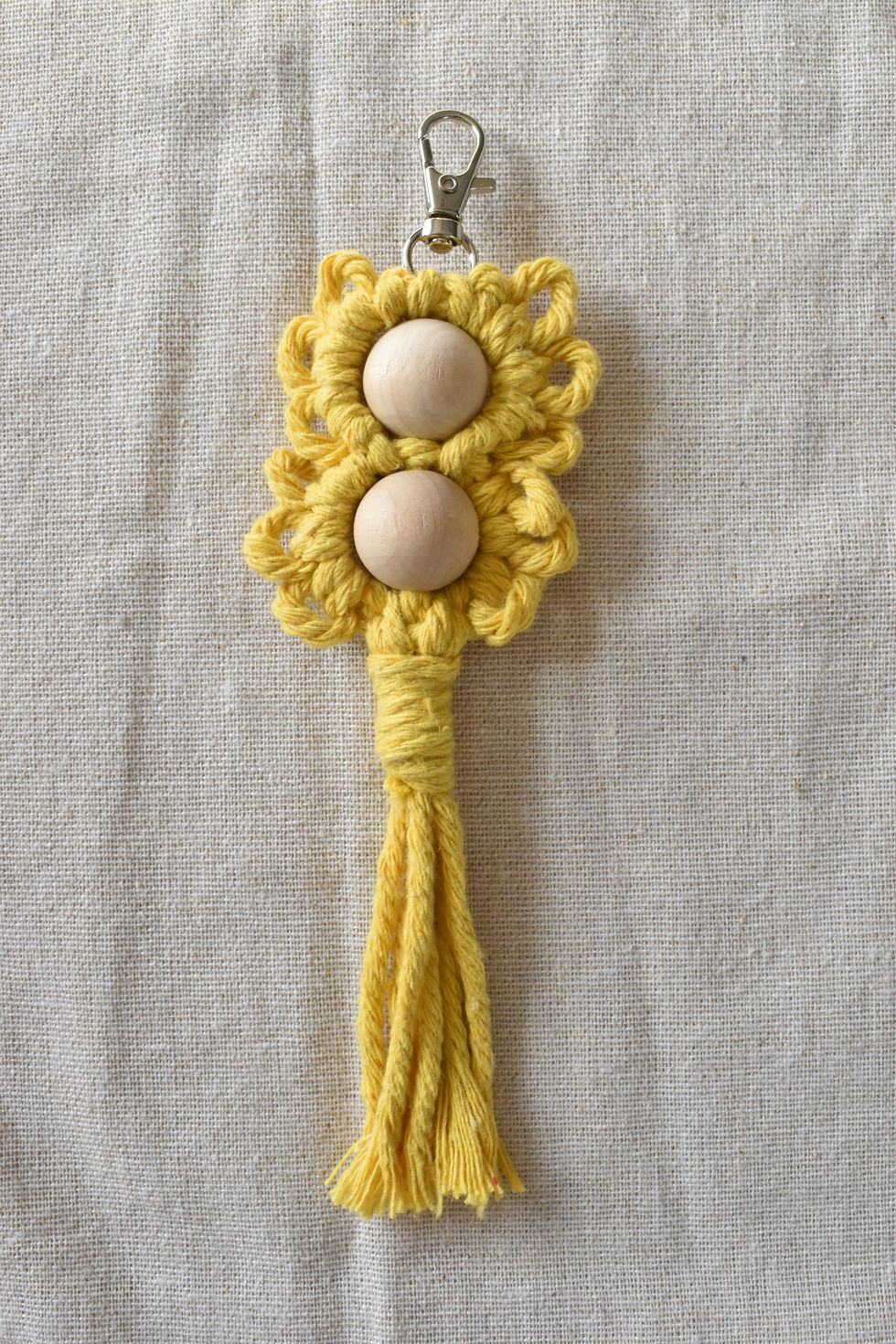 Duo pastel fleuri macramé porte cles bijoux de sac