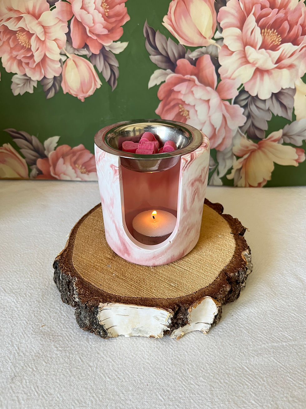 brûle-parfum en aquarésine blanc et marron fait main