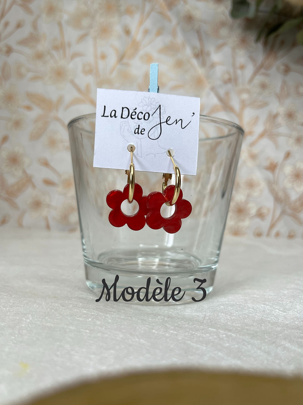 Boucles d’oreilles fleuries Nacré résine époxy