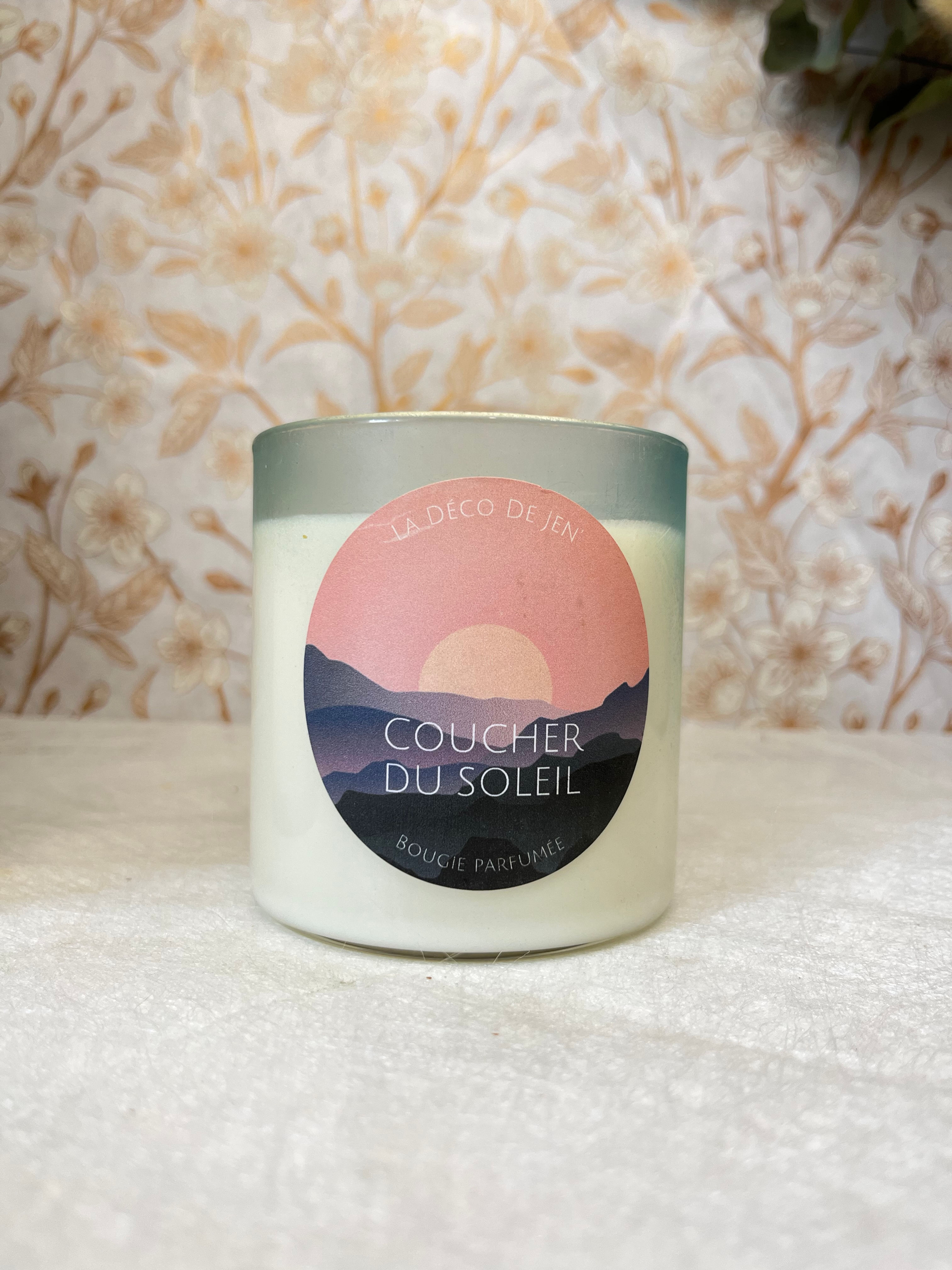 Bougie Artisanale Coucher du Soleil dans pot en verre – Parfum fruité et floral