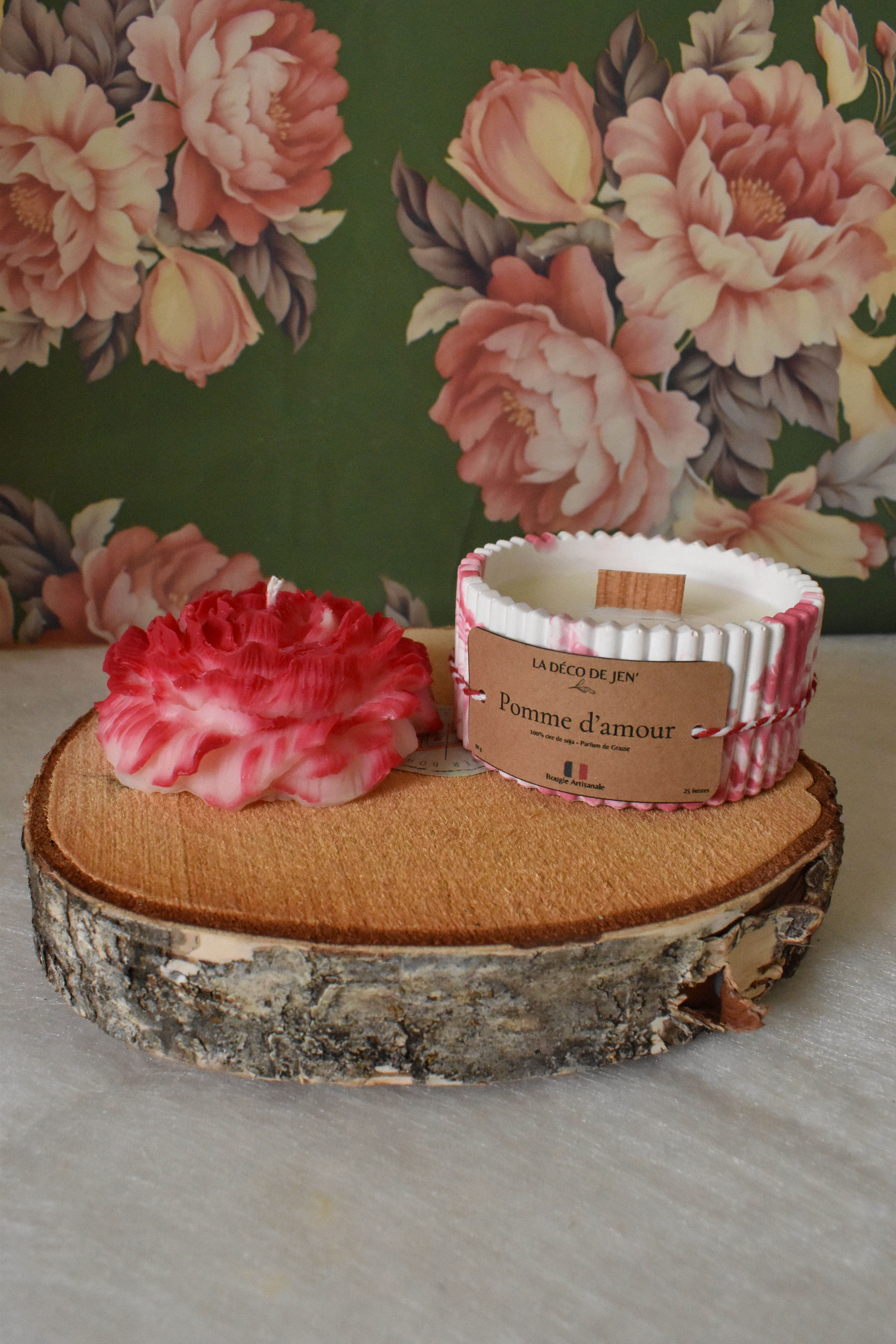 coffret Bougie parfumée Pomme d'amour pot fait main