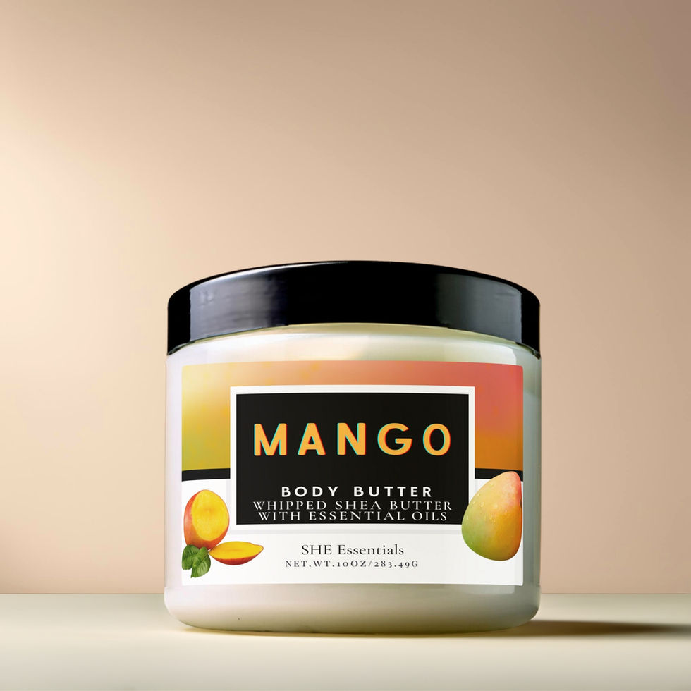 Mango Body Butter in a jar, showcasing its rich, tropical formula.