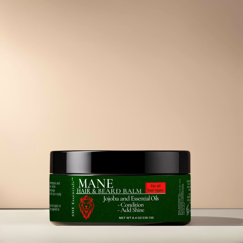 Mane Beard and Hair Balm jar displayed, offering a rich, conditioning formula for softening and styling hair and beard