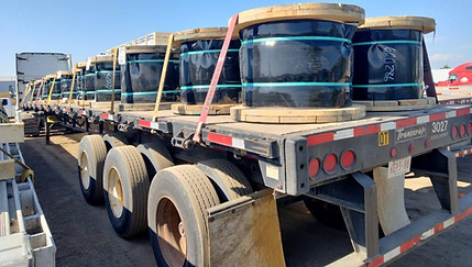 Flat Deck Trailer Tandem and Triaxle Reel Hauling Oil Sands