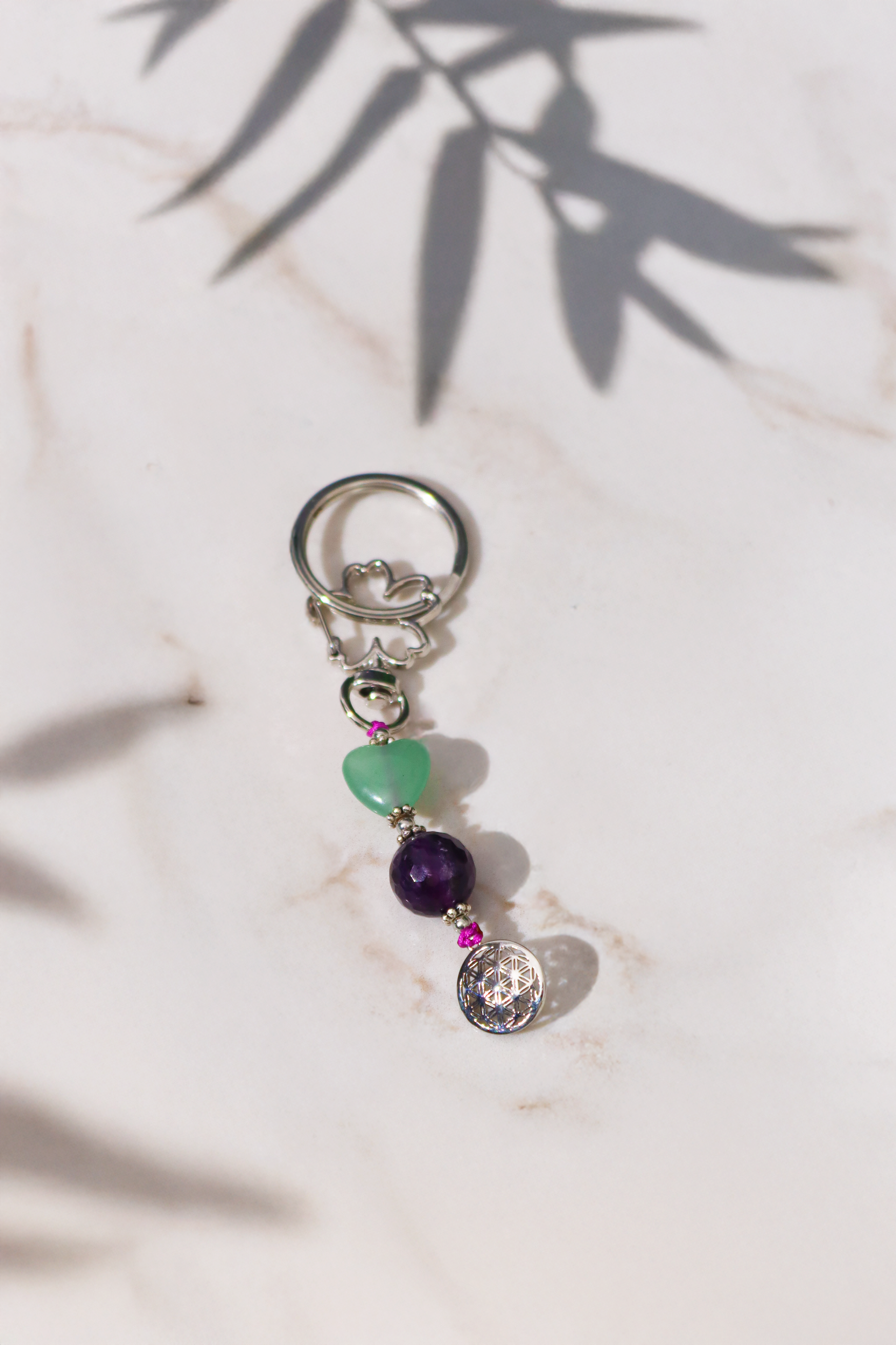 Şans | Ametist & Aventurin Anahtarlık - Gümüş Seçenek