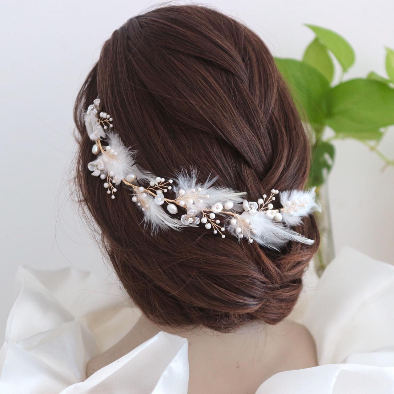 ANGEL | Feather Bridal Hair Vine