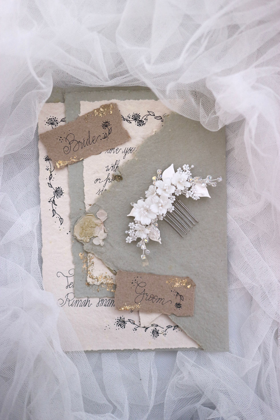 Thumbnail: White Cherry Blossom Flower Bridal Headpiece | SAKURA