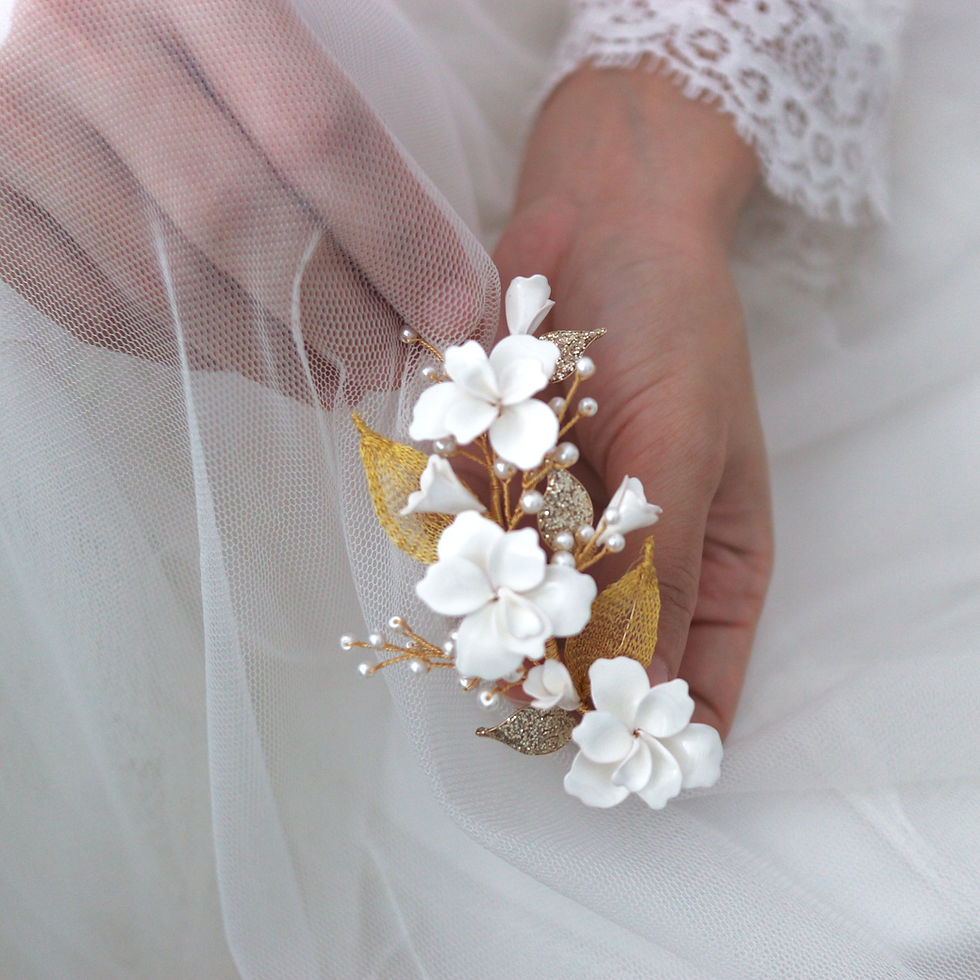 Thumbnail: YULAN | Bride White Flower Hair Comb