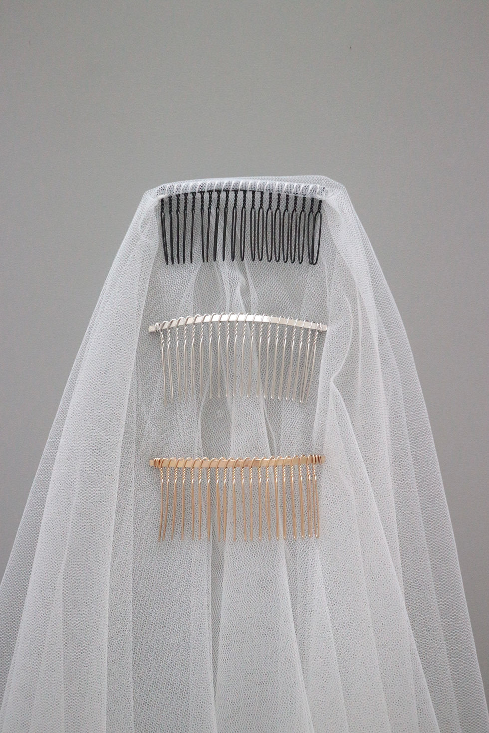 Thumbnail: Minimal Soft Tulle Waist Length Bridal Veil | CELESTE VEIL