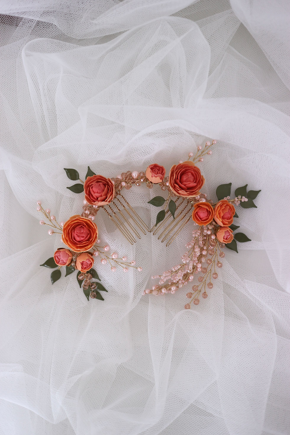 Thumbnail: Terracotta Floral Bridal Hair Piece Burnt Orange | DOROTHY