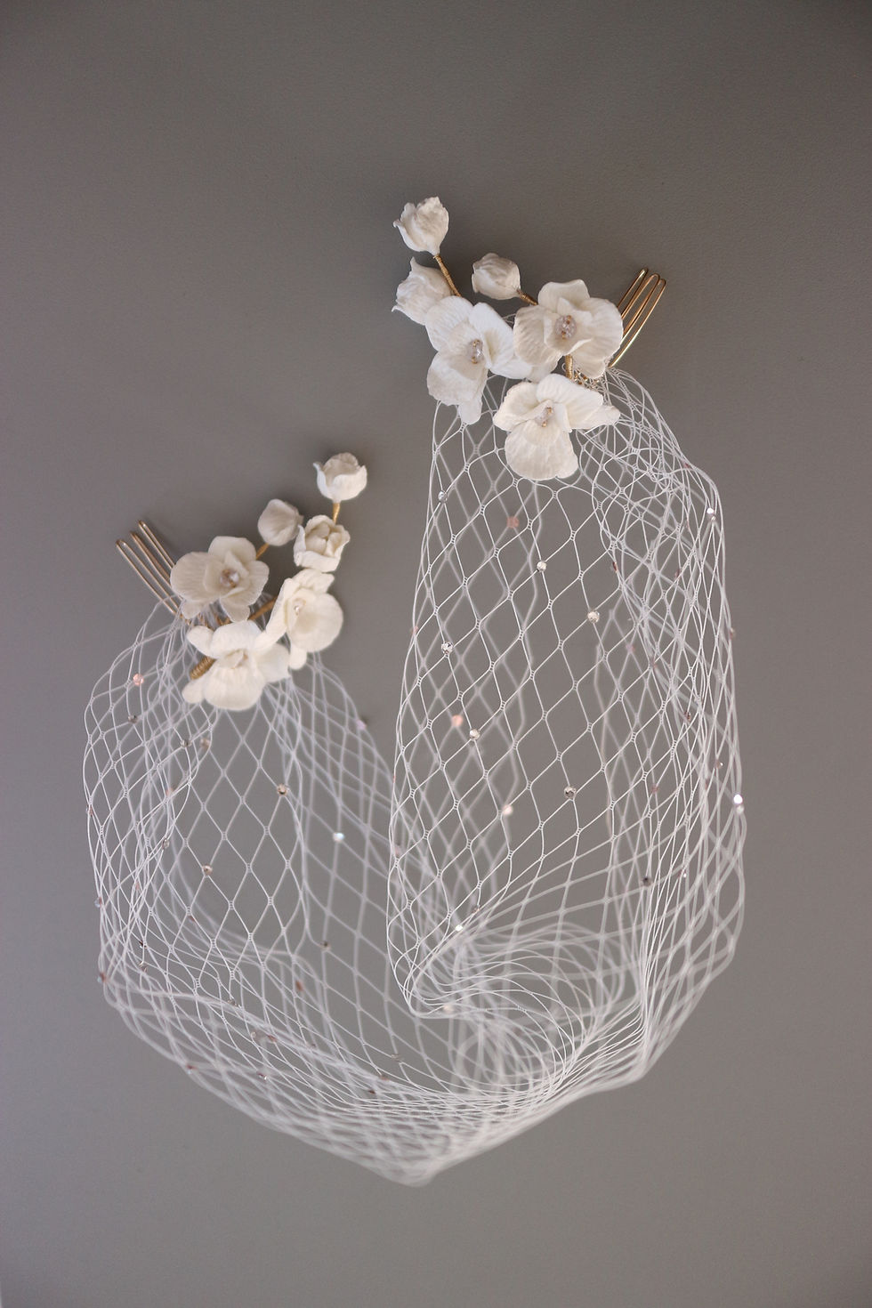 Thumbnail: ELOIS | Bird Cage Veil and Orchid Headpiece